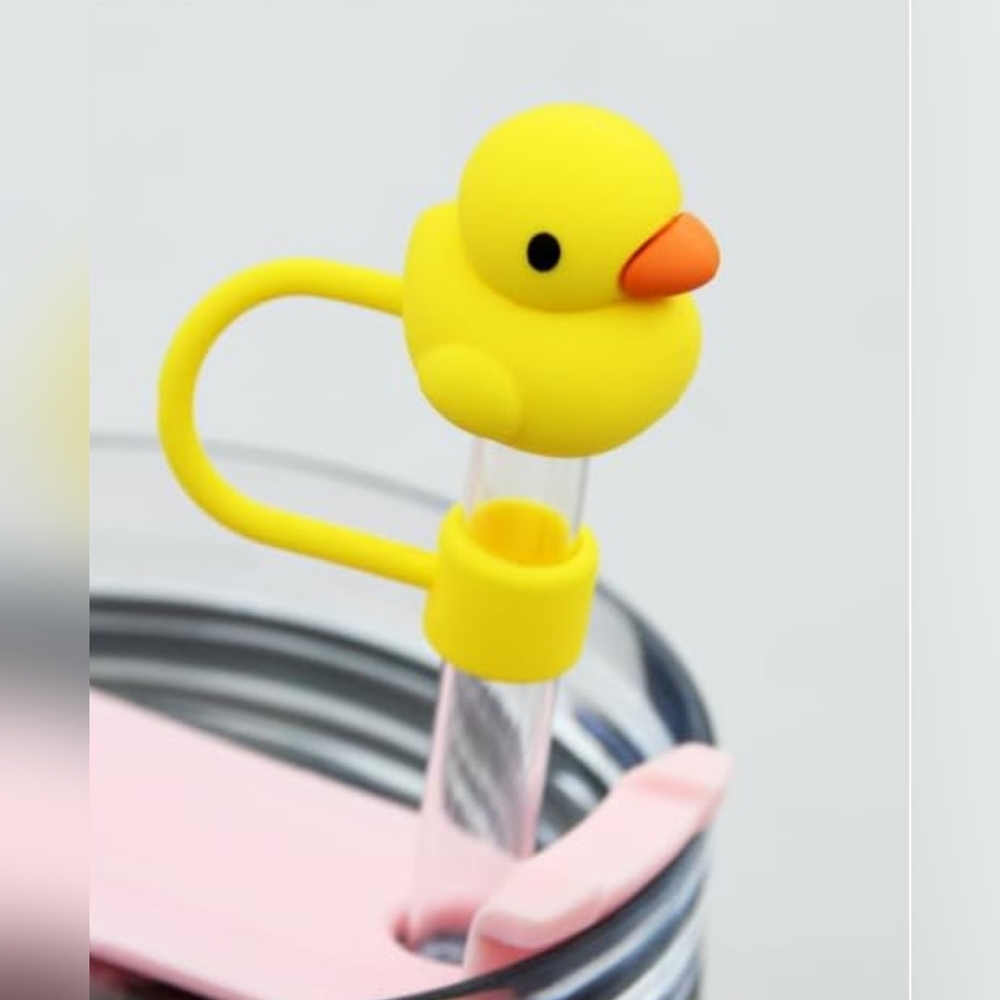 New rubber ducky Stanley cup straw cover, reusable silicone 10mm straw cover top - Picture 2 of 3